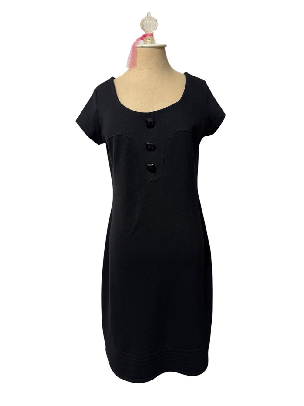 Cato Black Button-Detail Mini Dress